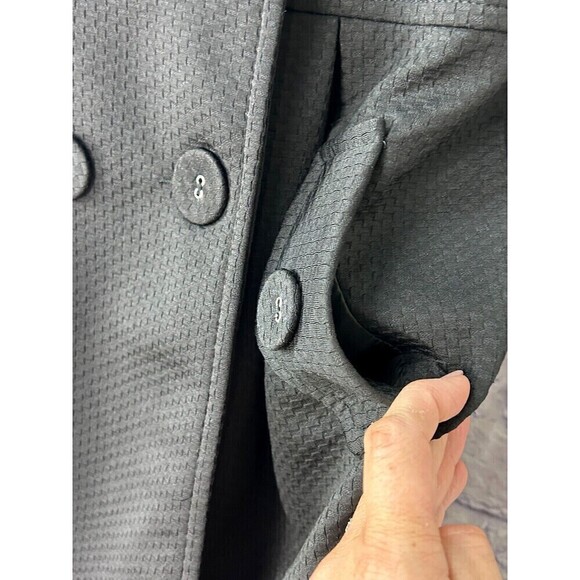 MJ Designer Paris Women Sz M Black Peacoat Lined Button Down Double Breasted U4 - Picture 9 of 12